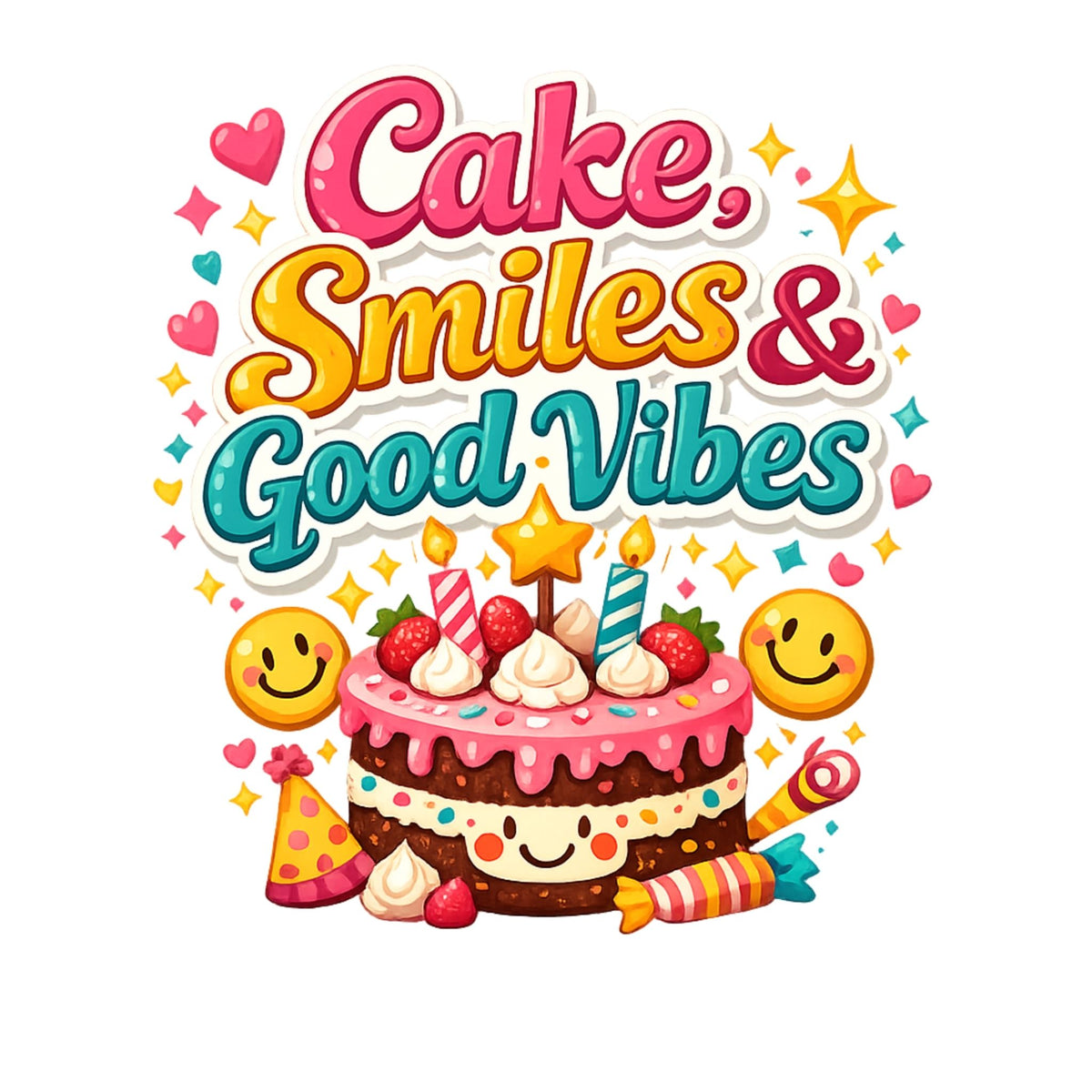 Cake, Smiles & Good Vibes – T-Shirt