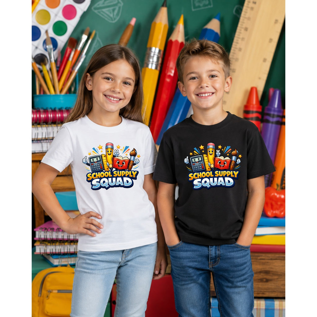 تيشيرت أطفال بتصميم School Supply Squad