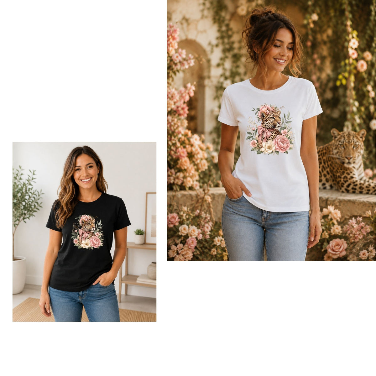 Leopard in Bloom – Women’s T-Shirt