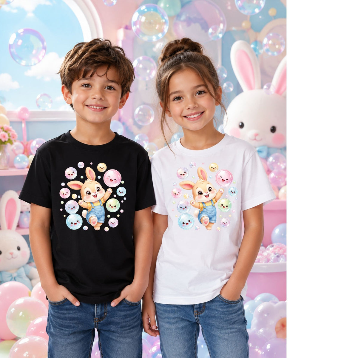 Bubble Fun Bunny – Kids’ T-Shirt