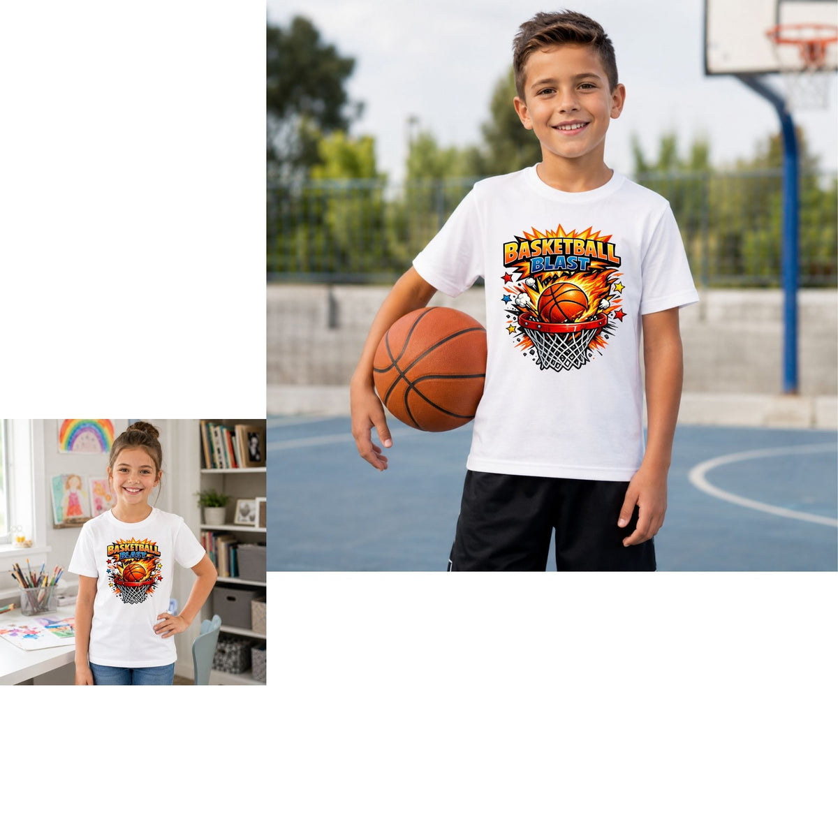 تيشيرت أطفال بتصميم Basketball Blast