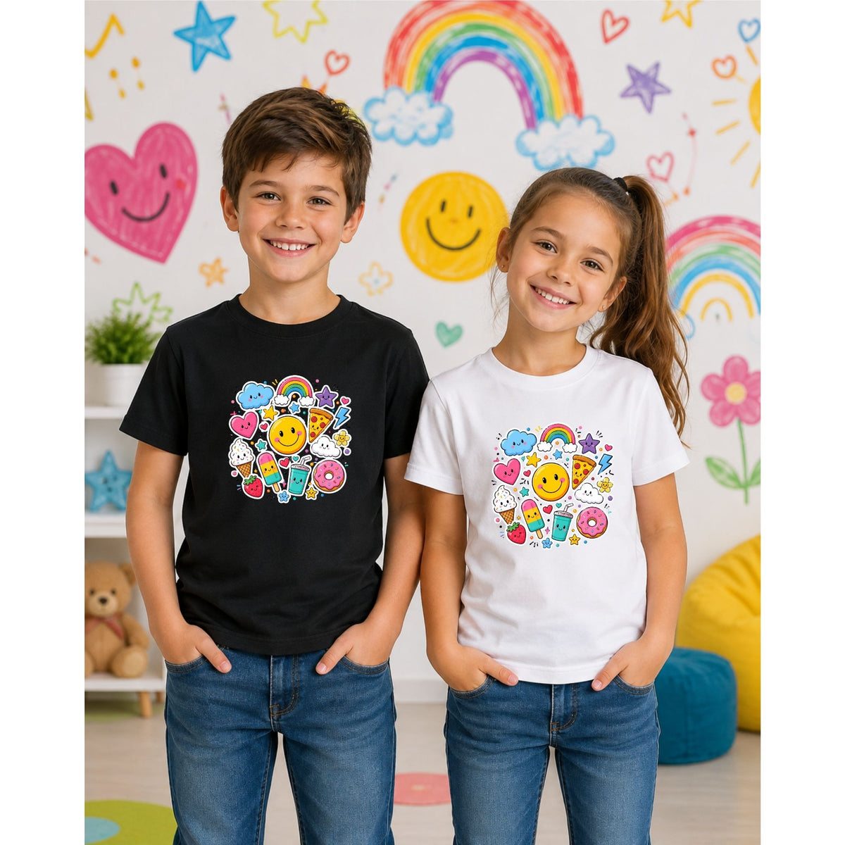 Happy Doodle World – Kids’ T-Shirt
