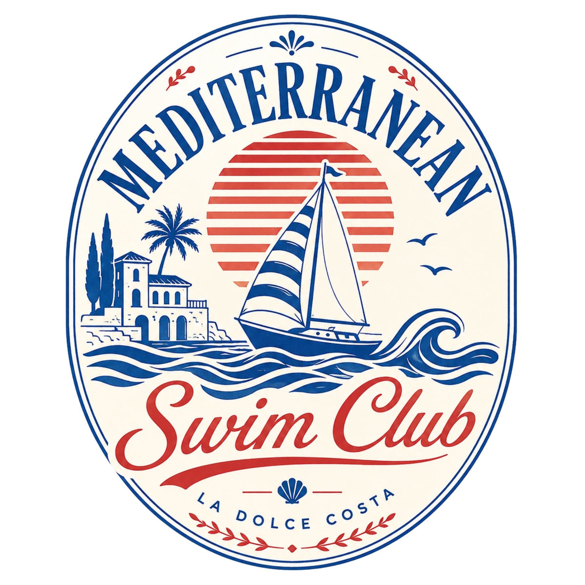 تيشيرت نسائي بتصميم Mediterranean Swim Club