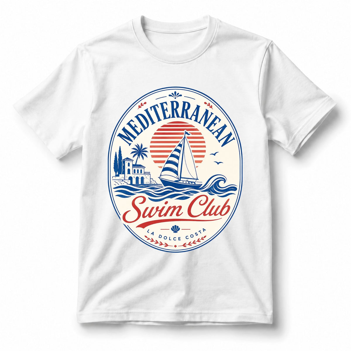 تيشيرت نسائي بتصميم Mediterranean Swim Club
