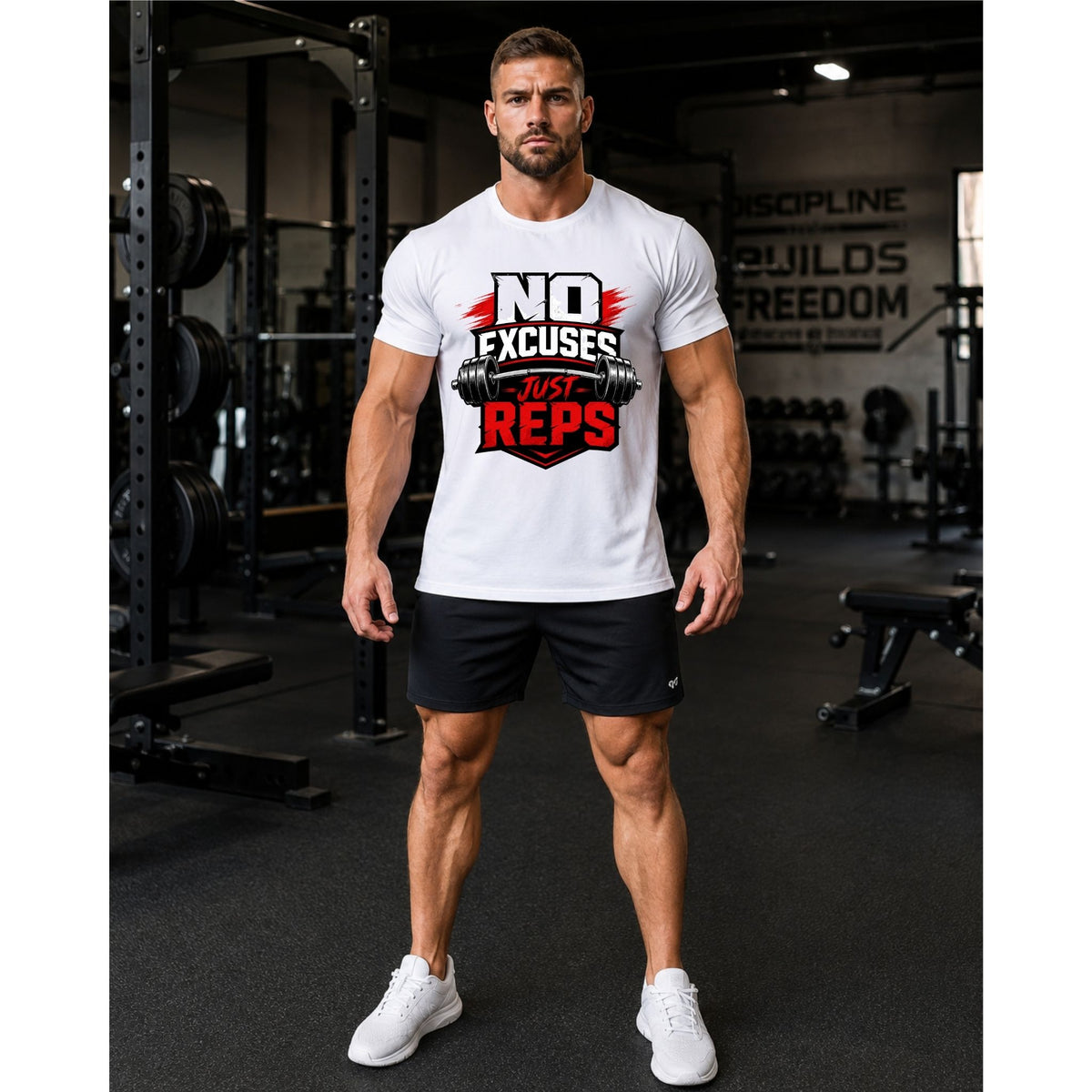 تيشيرت No Excuses Just Reps Gym