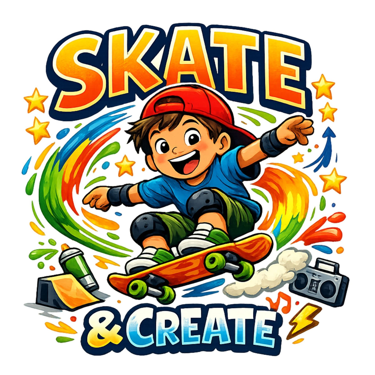 تيشيرت أطفال بتصميم Skate & Create