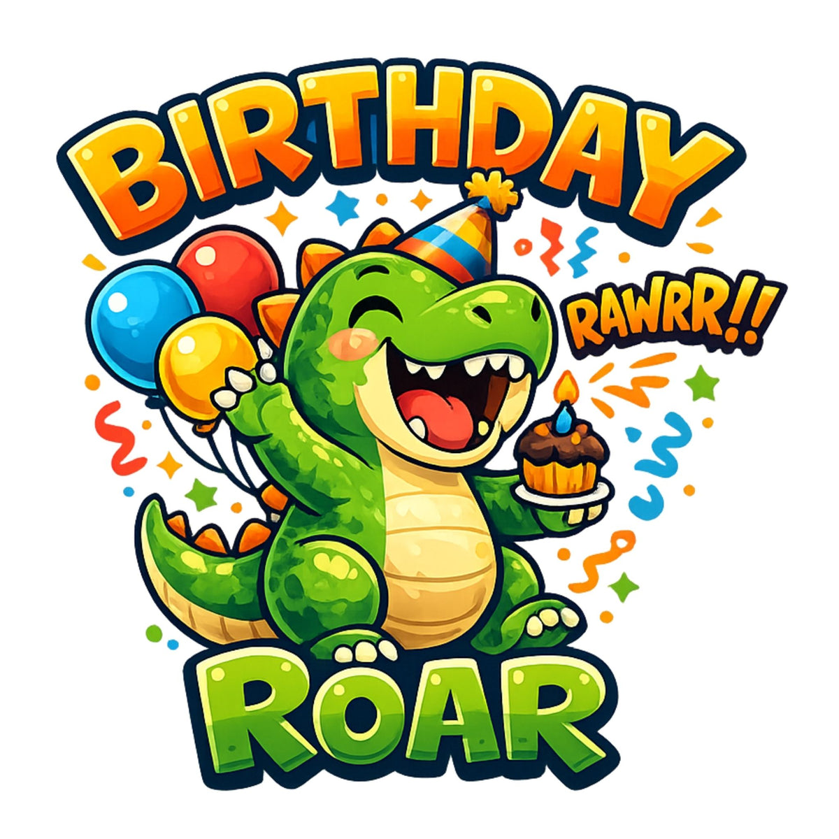 تيشيرت أطفال بتصميم ديناصور عيد ميلاد Roar