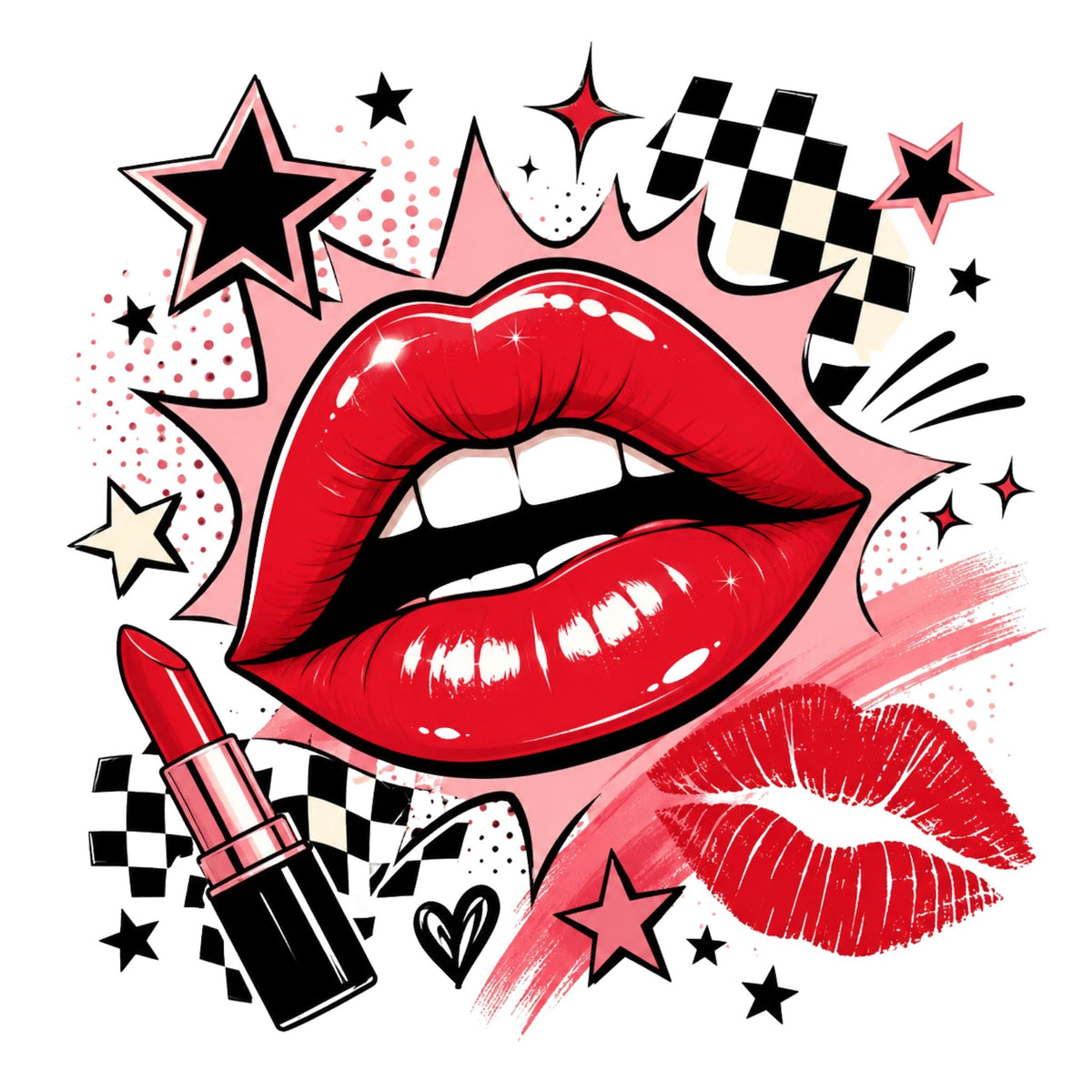 تيشيرت نسائي بتصميم Pop-Art Lips