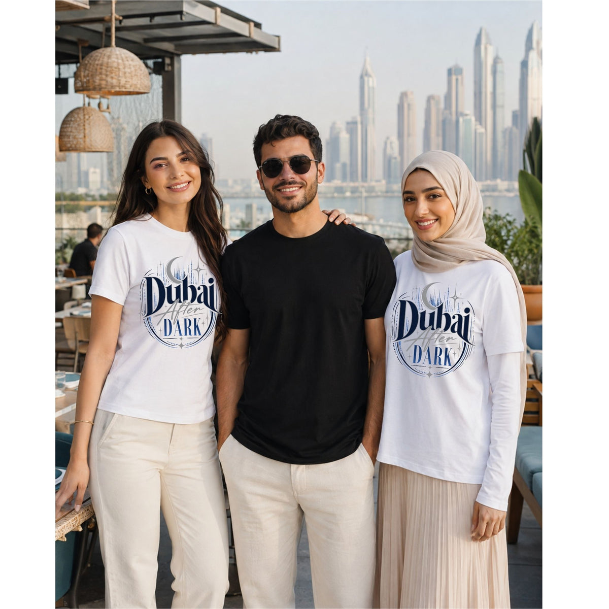 تيشيرت نسائي بتصميم Dubai After Dark