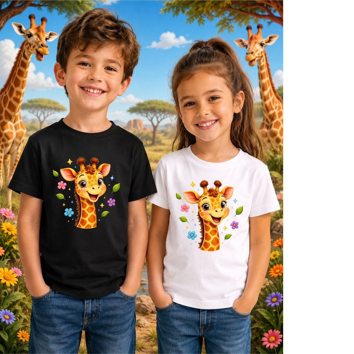 تيشيرت أطفال بتصميم Giraffe Giggles