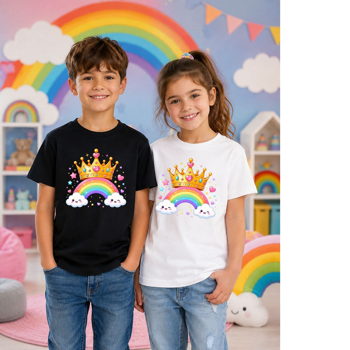 Rainbow Crown Magic – Kids’ T-Shirt