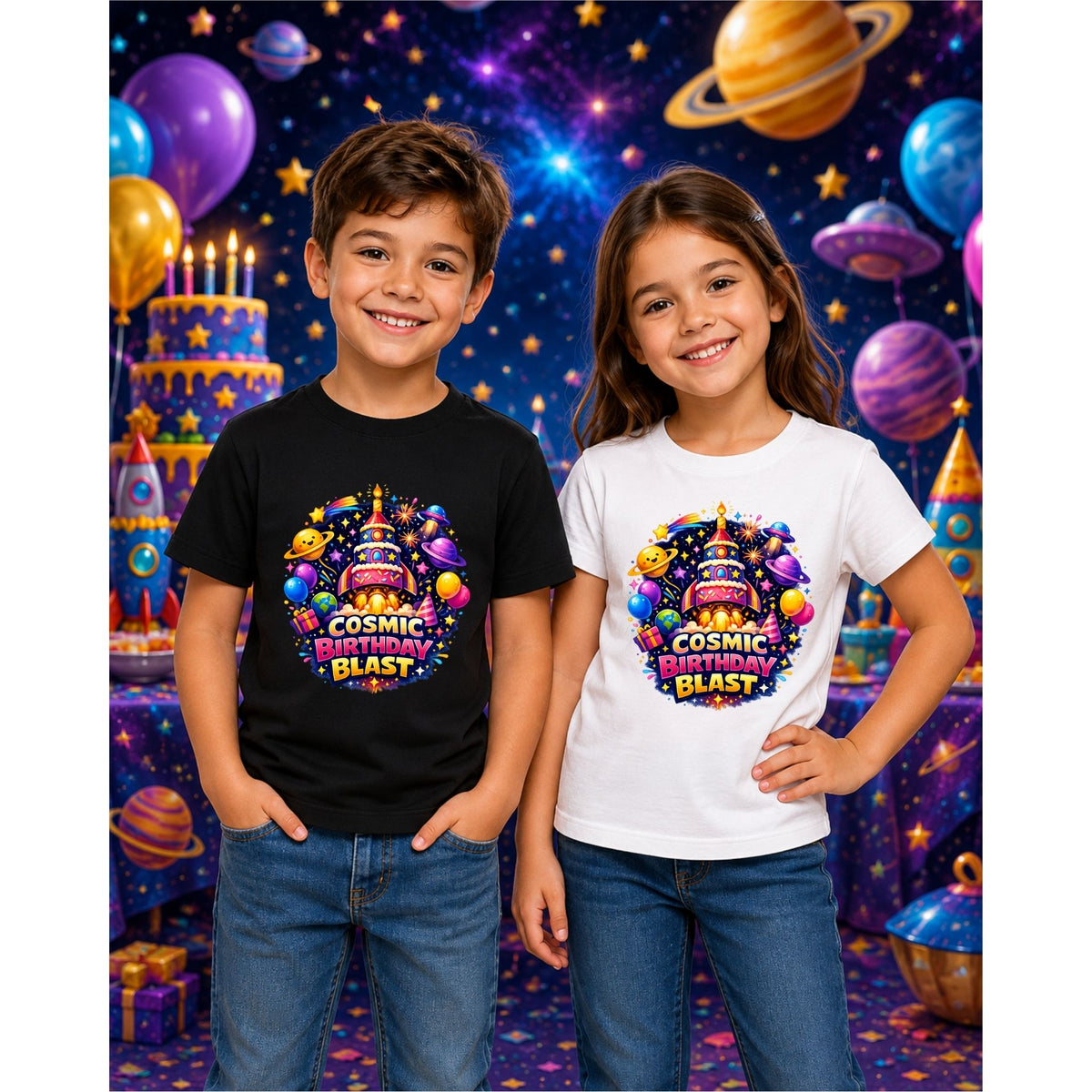 Cosmic Birthday Blast – Kids’ T-Shirt