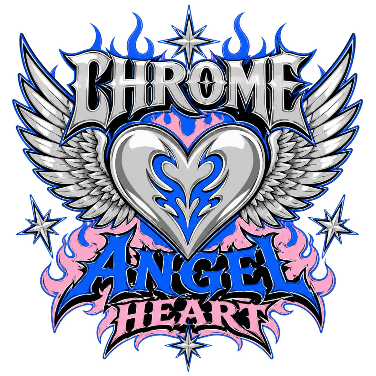 تيشيرت نسائي بتصميم Chrome Angel Heart
