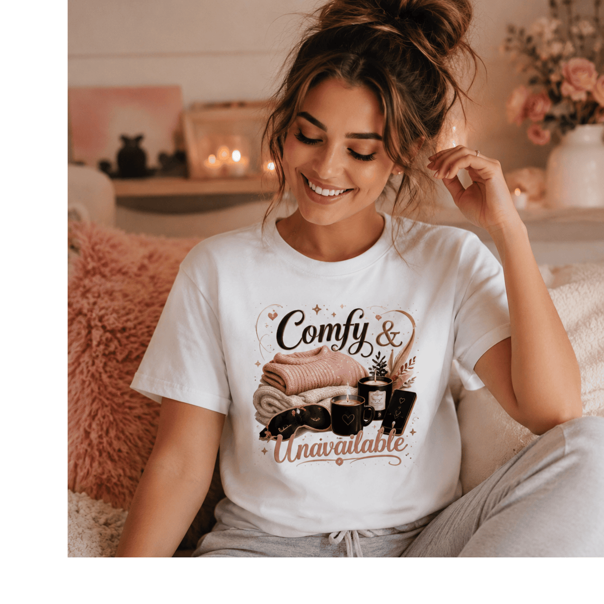 تيشيرت نسائي بتصميم Comfy & Unavailable 1