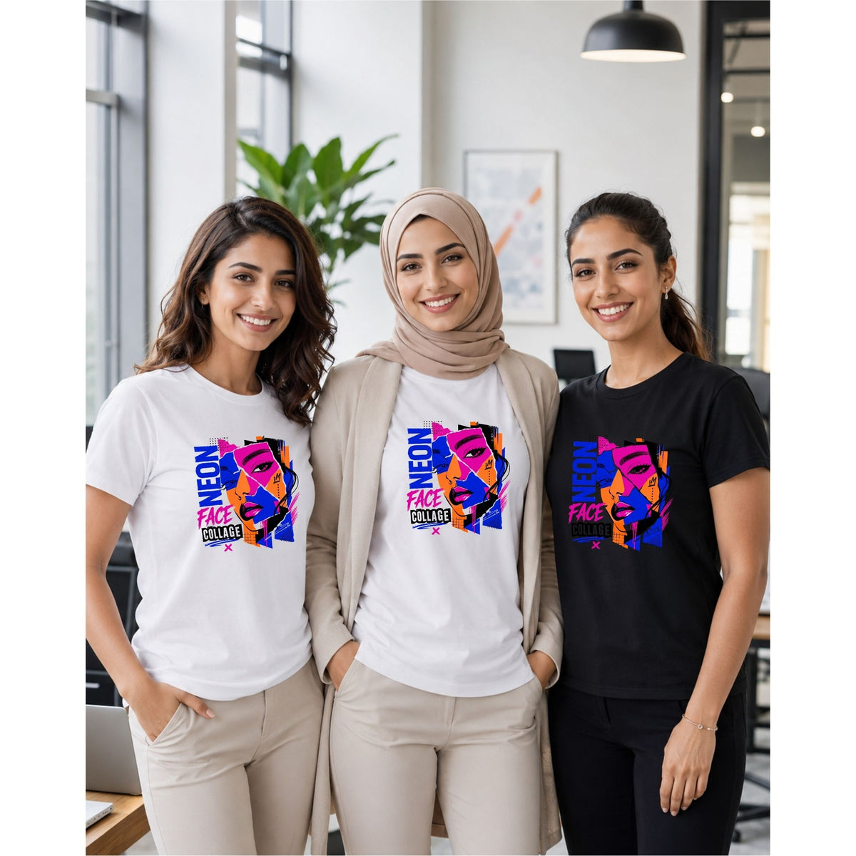Neon Face Collage – Women’s T-Shirt