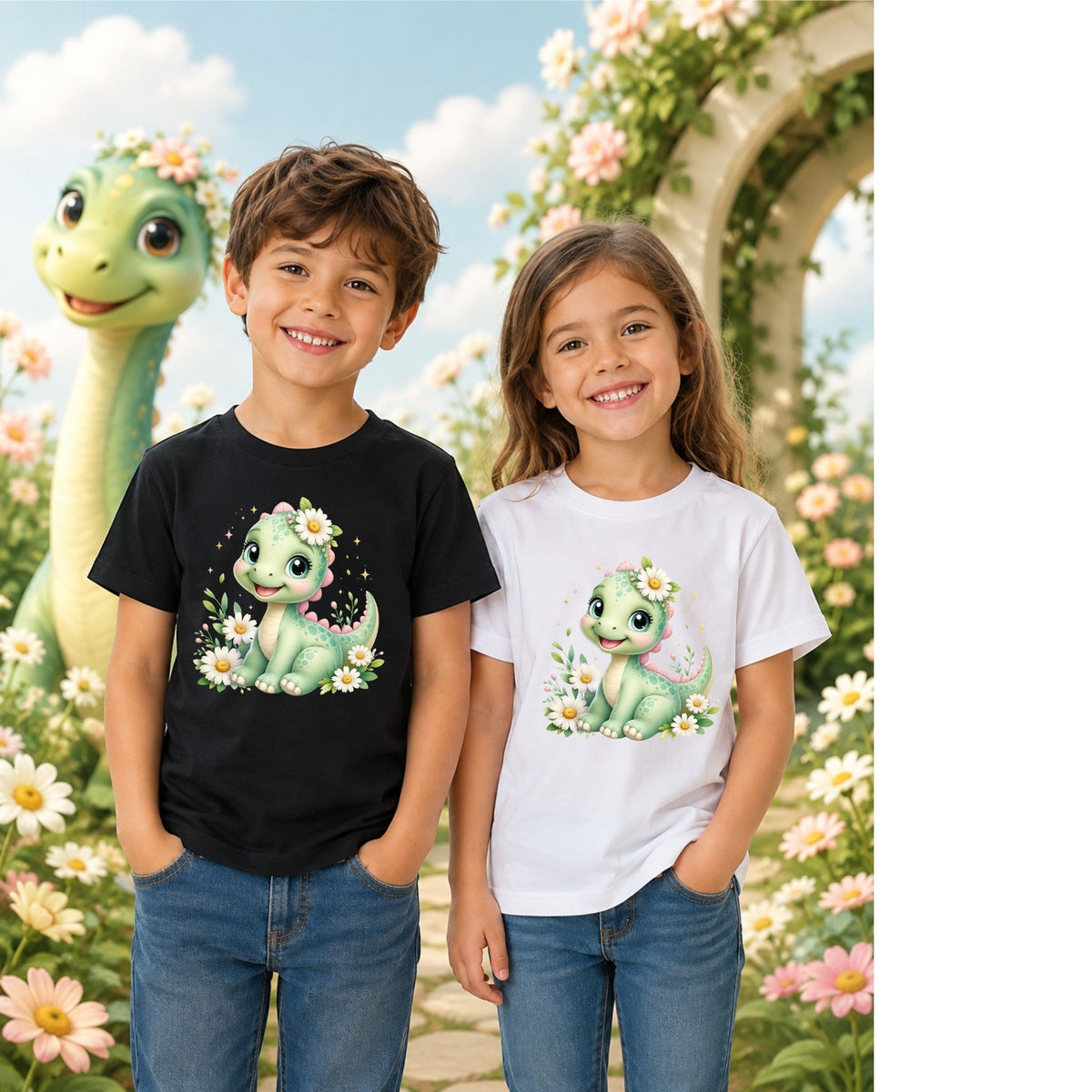 Daisy Dino Darling – Kids’ T-Shirt