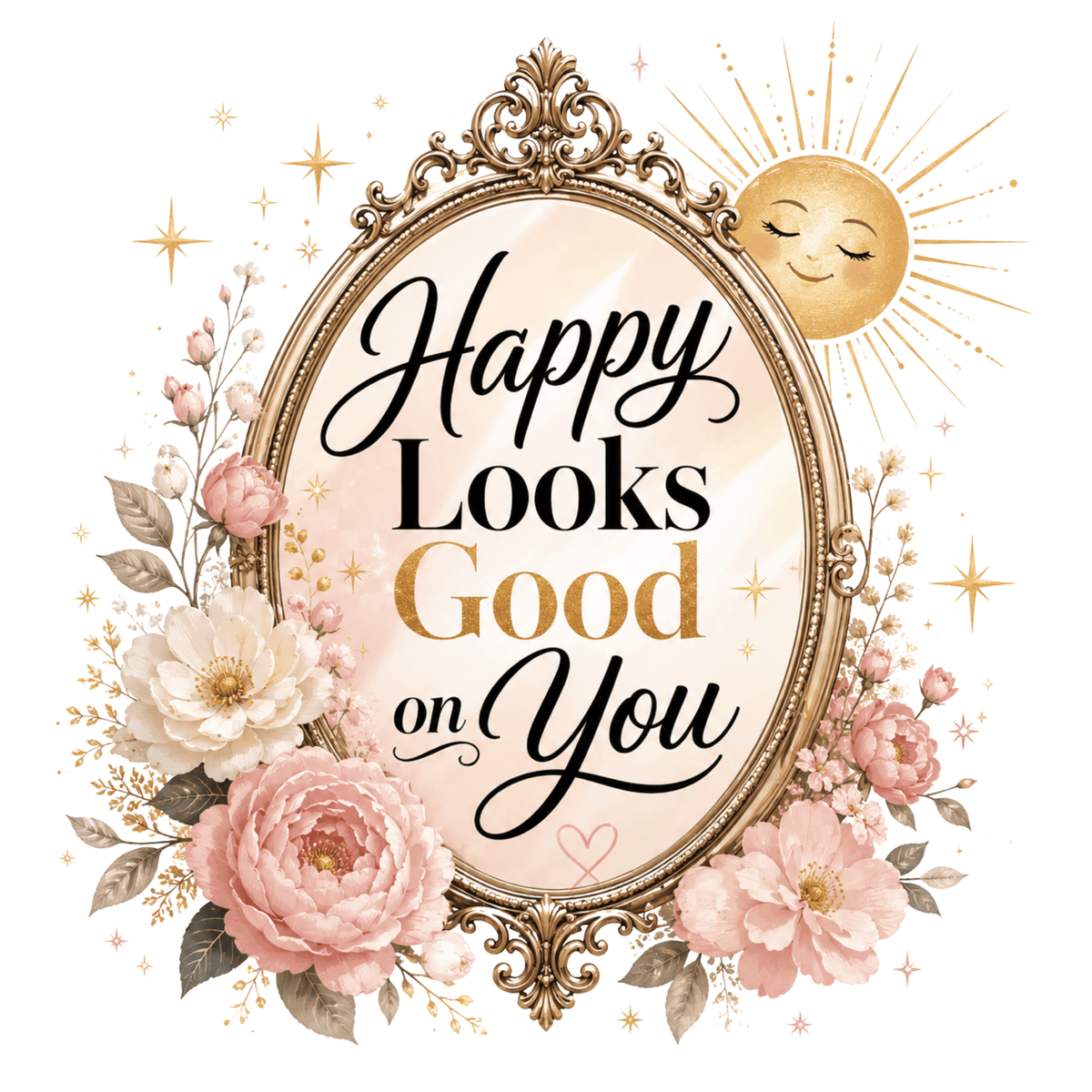 تيشيرت نسائي بتصميم Happy Looks Good on You