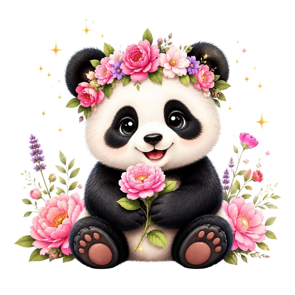 Flower Crown Panda – Kids’ T-Shirt