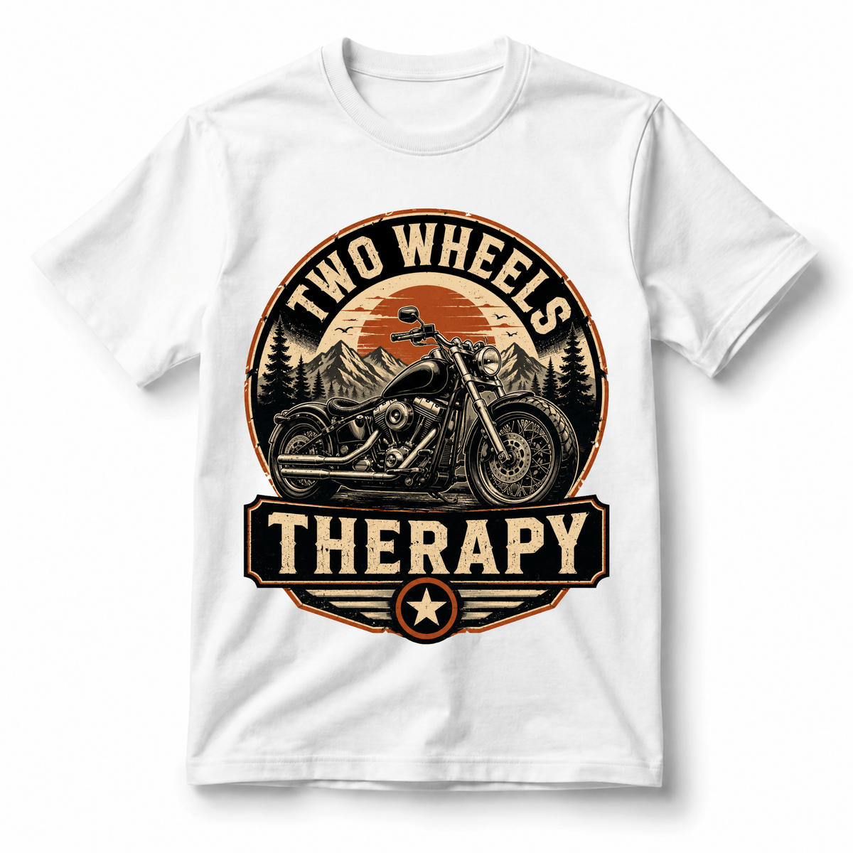 Two Wheels Therapy Motorcycle T-Shirt