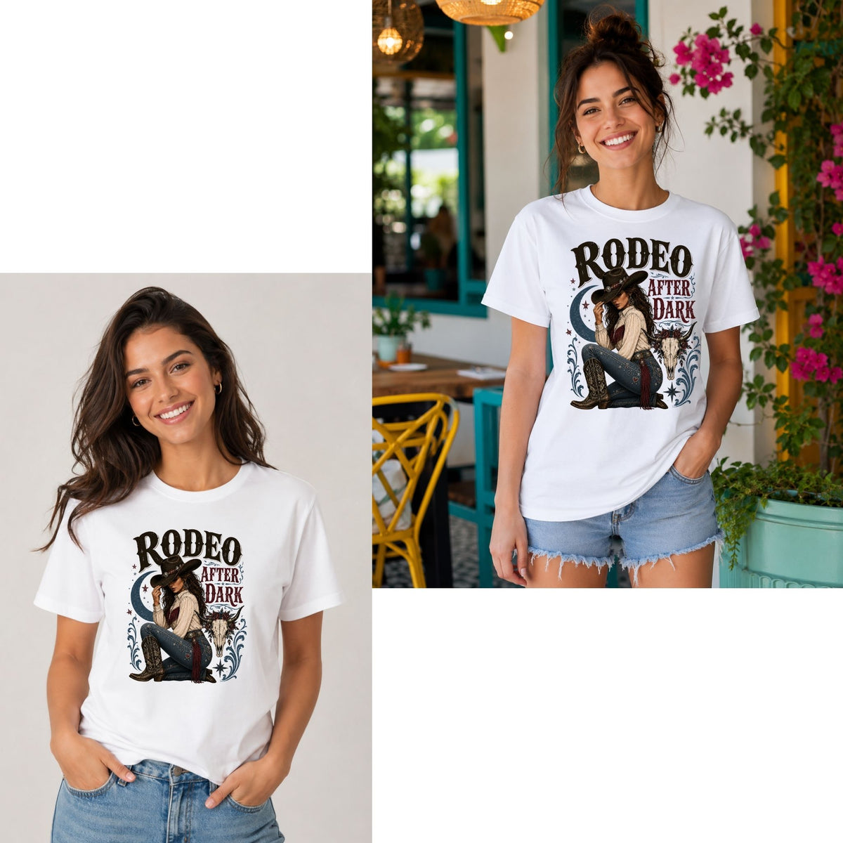 تيشيرت نسائي بتصميم Rodeo After Dark