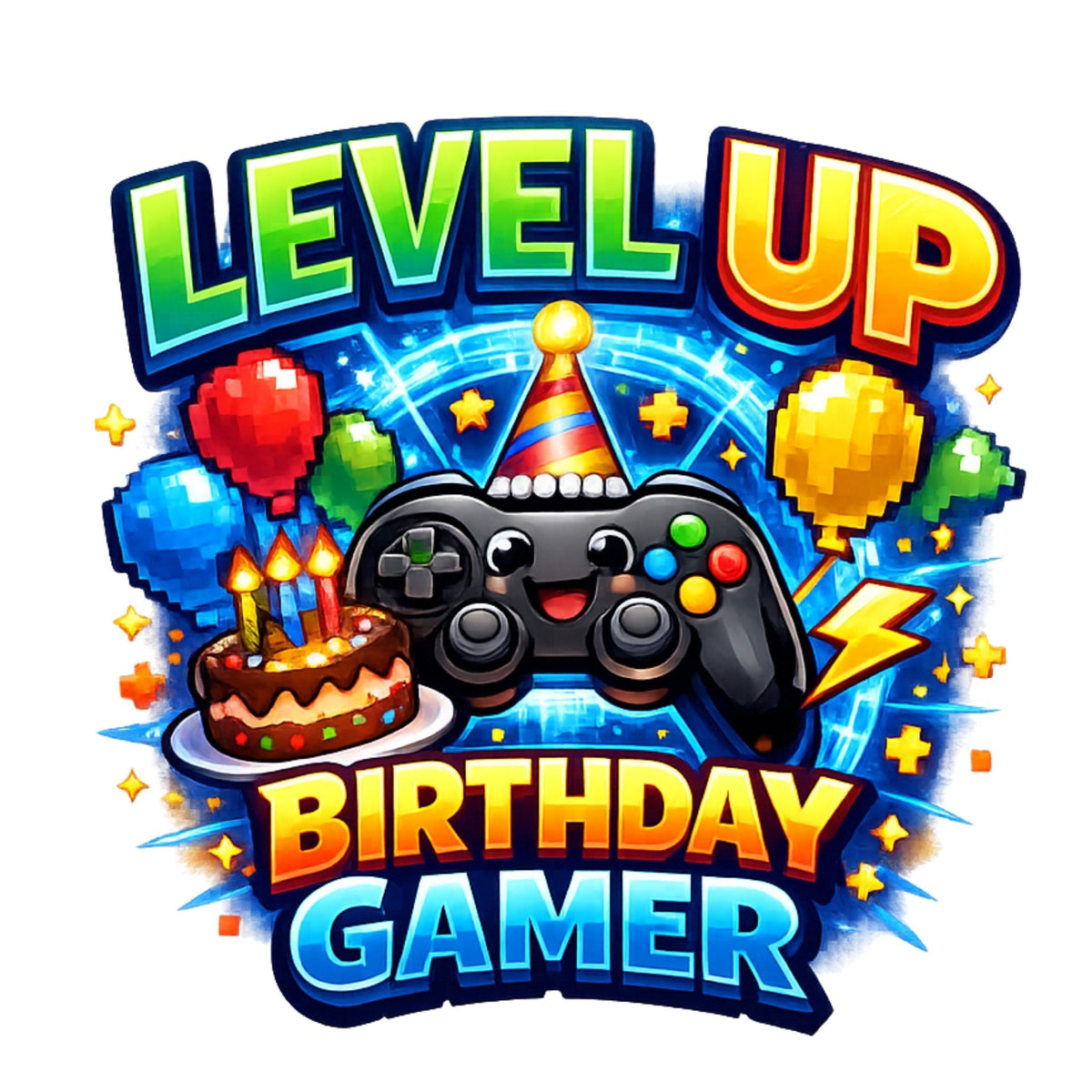 تيشيرت أطفال حفلة عيد ميلاد Level Up