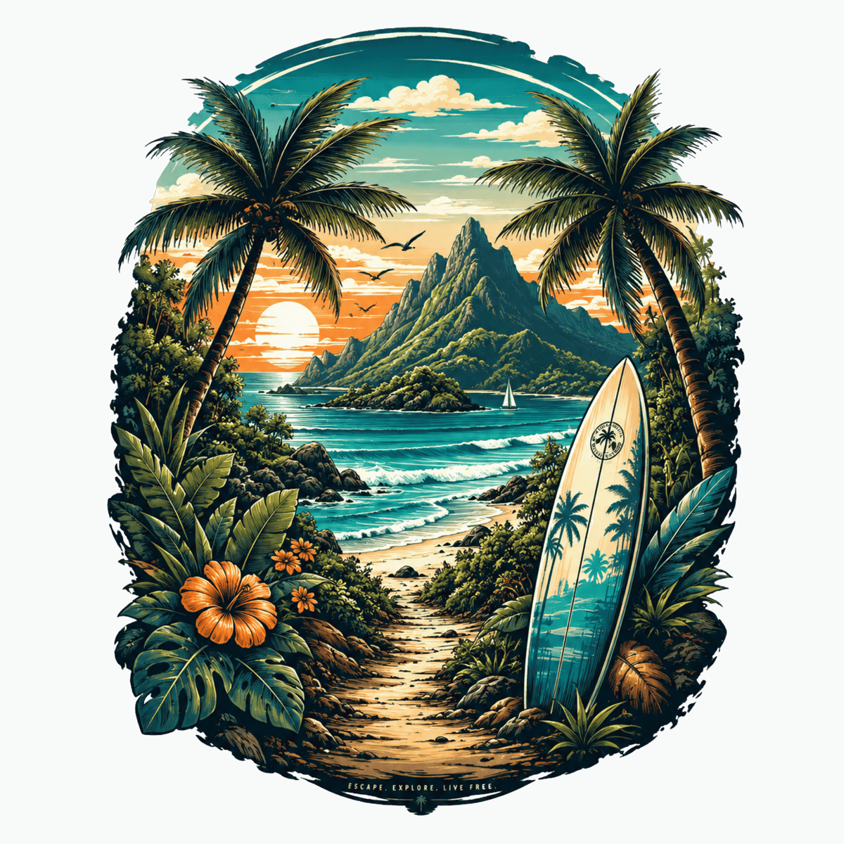 تيشيرت Tropical غروب هروب