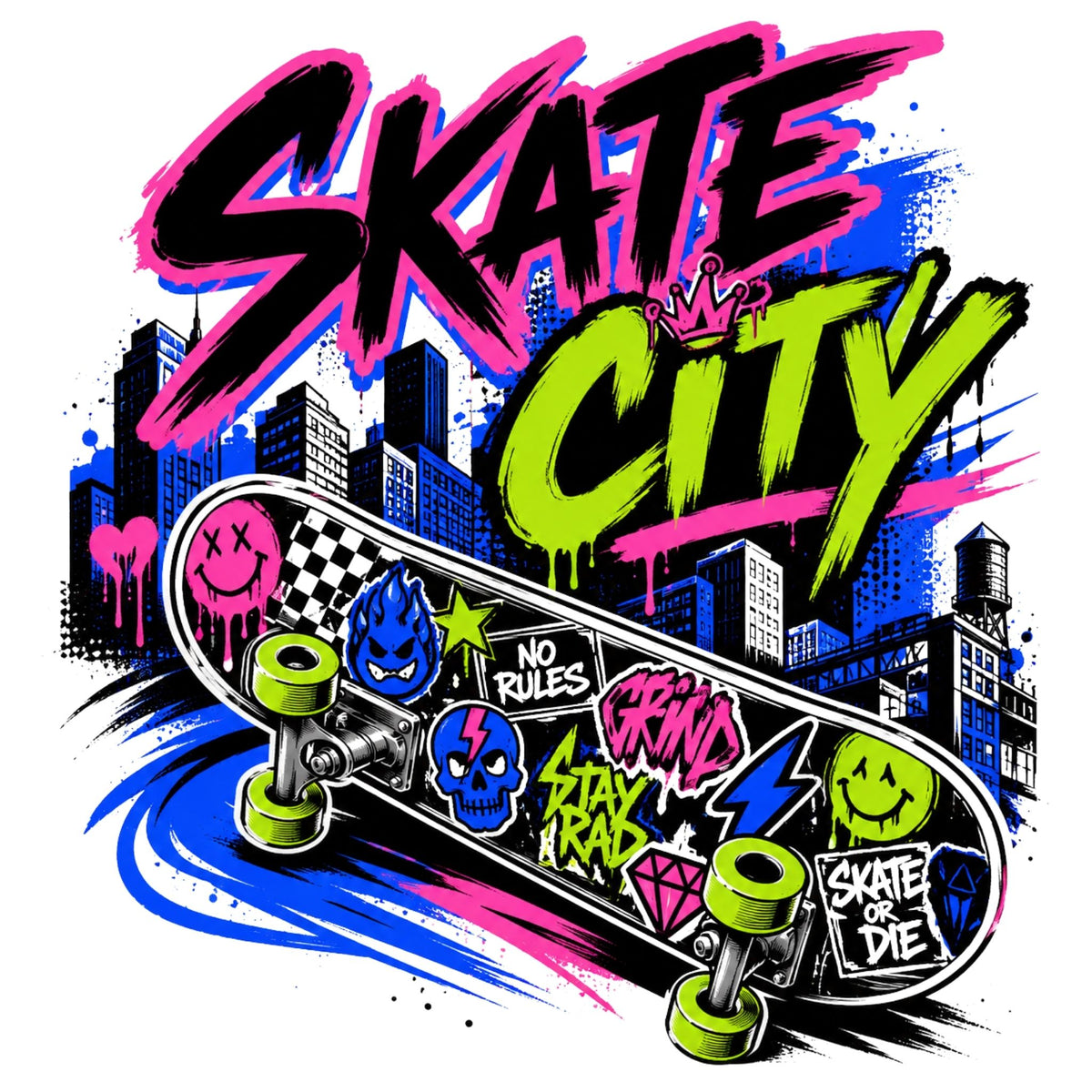 تيشيرت نسائي بتصميم Skate City