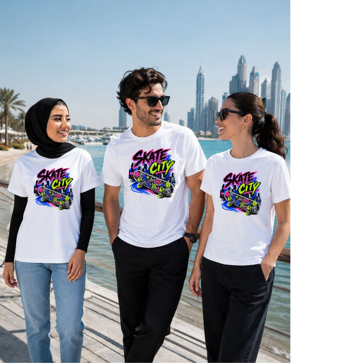 تيشيرت نسائي بتصميم Skate City