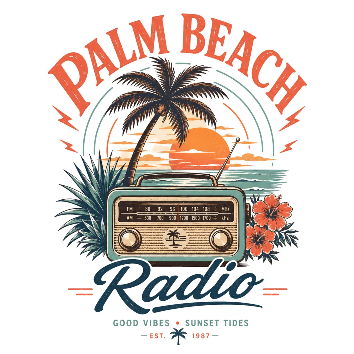 تيشيرت نسائي بتصميم Palm Beach Radio