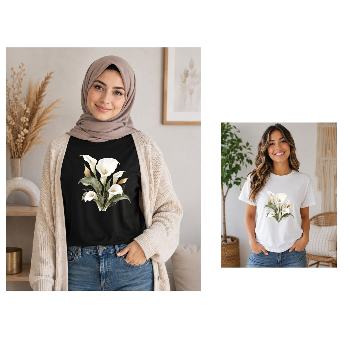 تيشيرت نسائي بتصميم Calla زنبق مينيمال