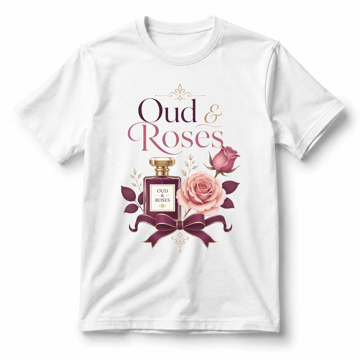 تيشيرت نسائي بتصميم Oud & Roses