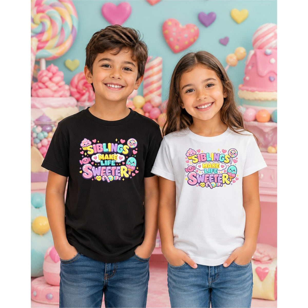 تيشيرت أطفال بتصميم Siblings Make Life Sweeter