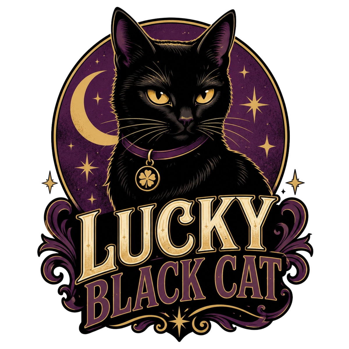 تيشيرت نسائي بتصميم Lucky Black Cat