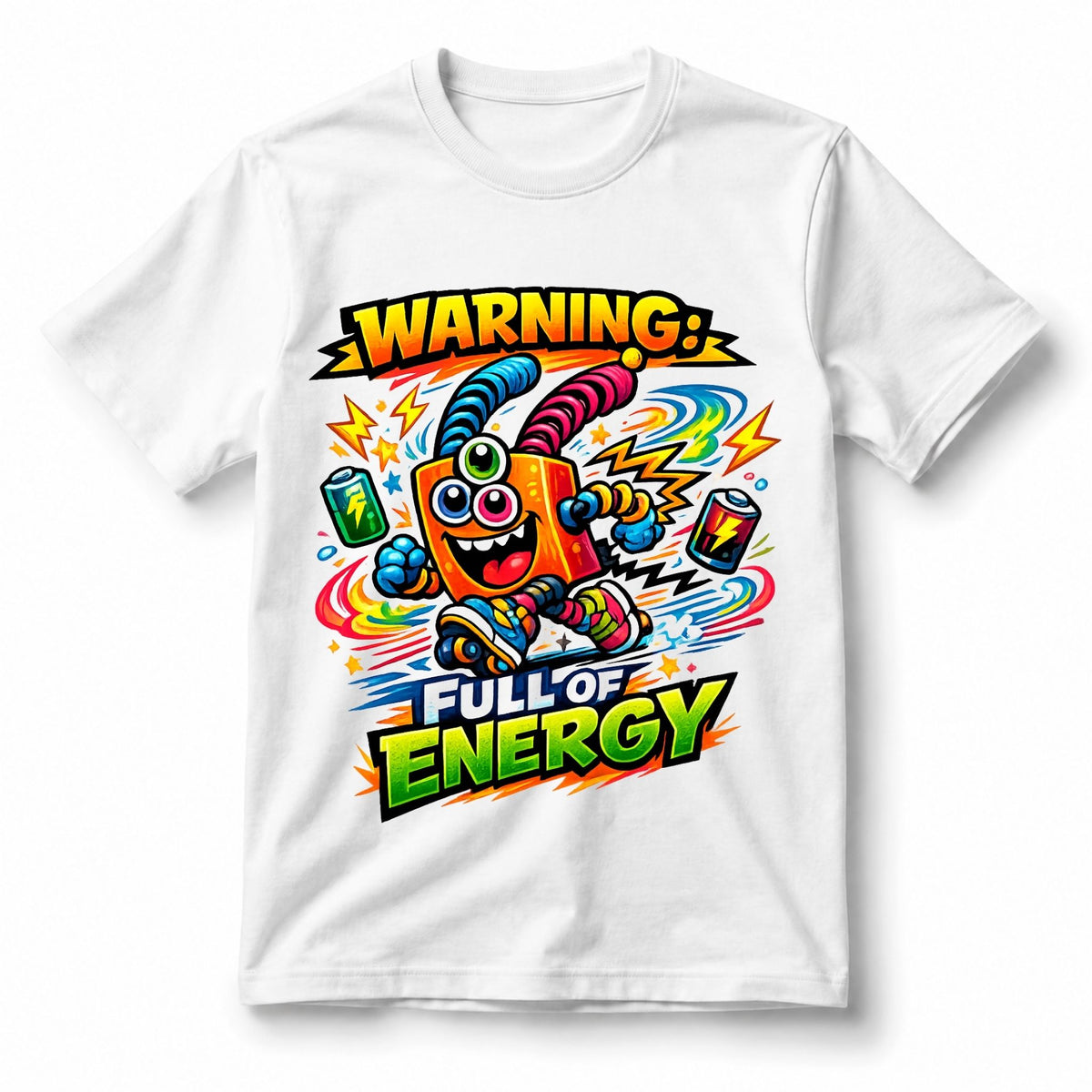 تيشيرت أطفال بتصميم Warning: Full of Energy