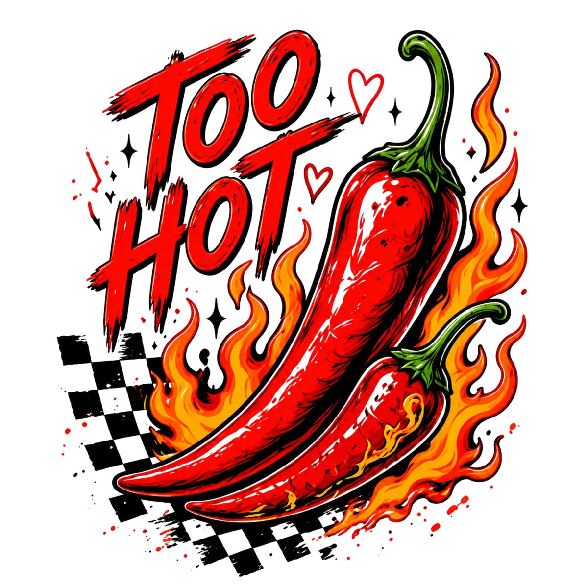 تيشيرت نسائي بتصميم Too Hot Spicy Chilli