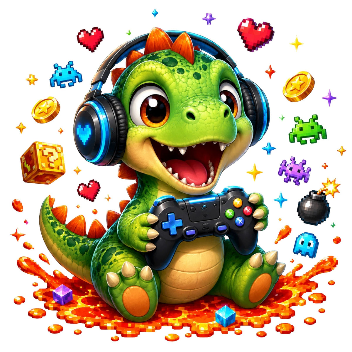 Dino Gamer Mode – Kids’ T-Shirt