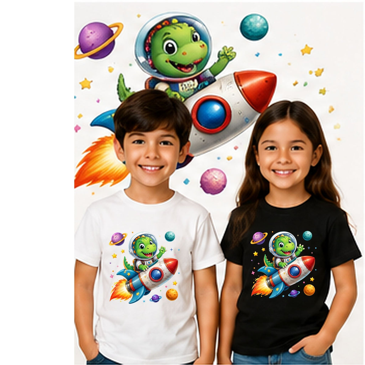 Dino Rocket Explorer – Kids’ T-Shirt