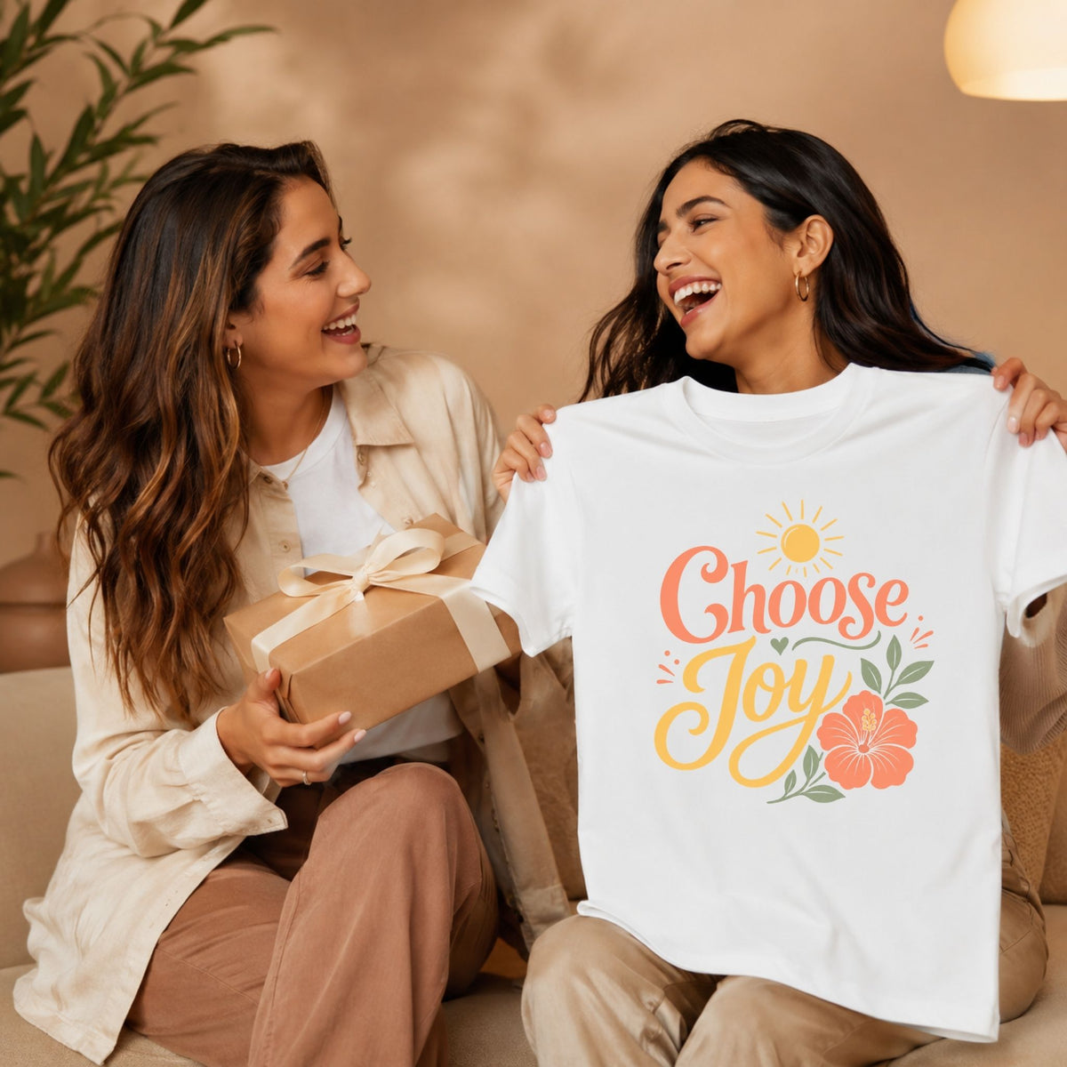 تيشيرت نسائي بتصميم Choose Joy (English)
