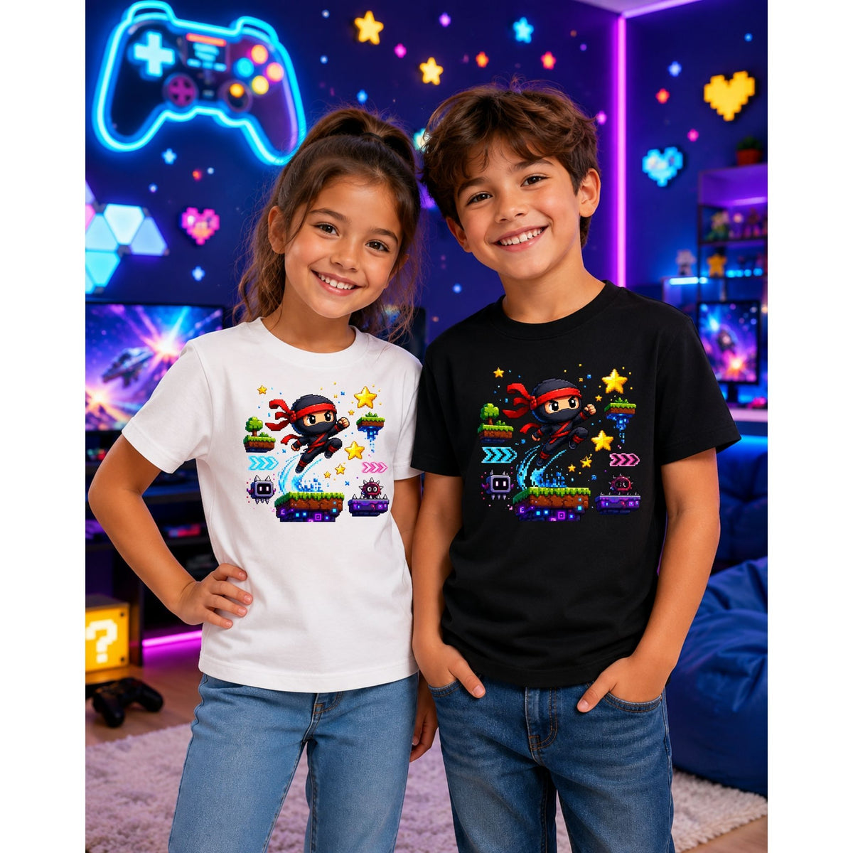 Ninja Pixel Quest – Kids’ T-Shirt