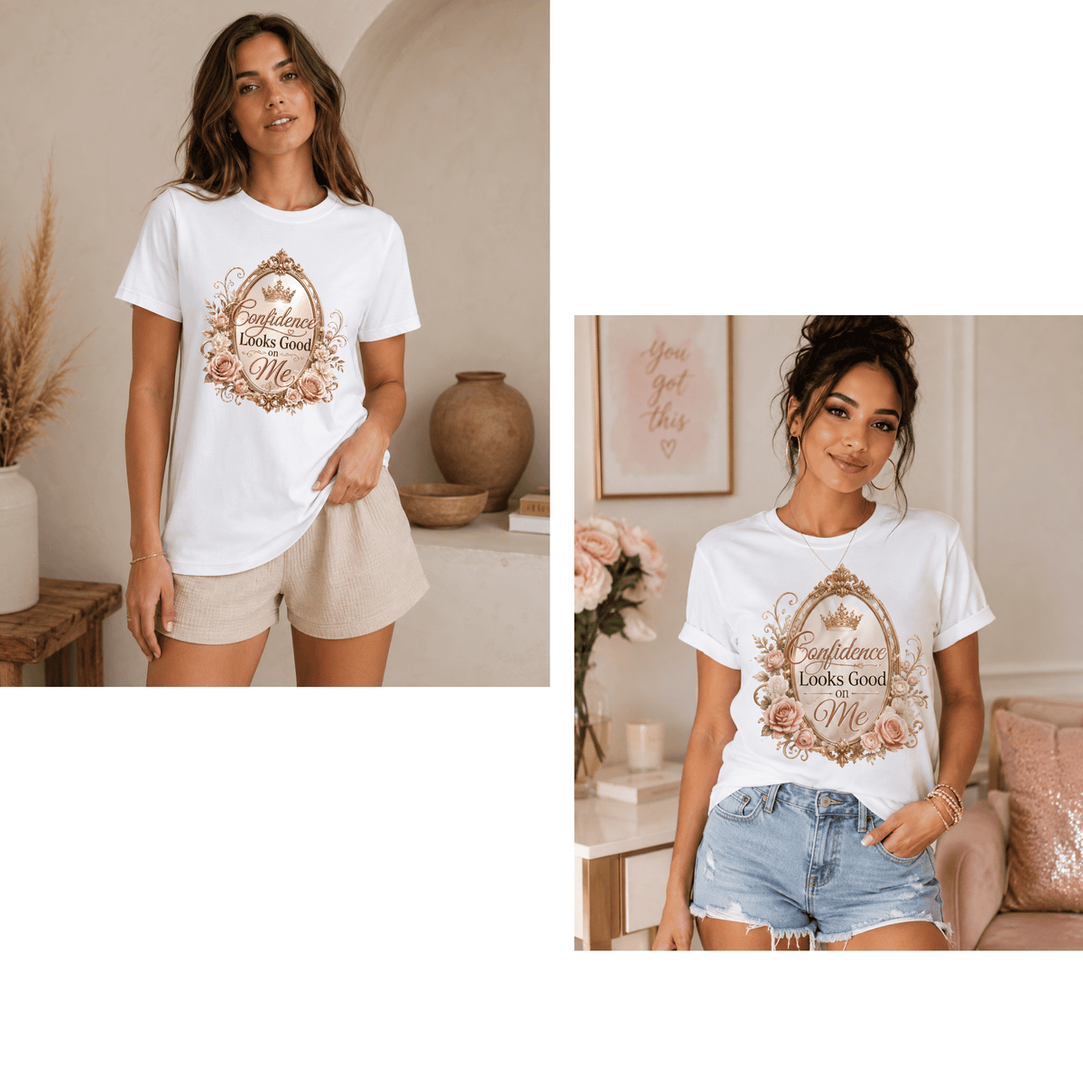 تيشيرت نسائي بتصميم ثقة Looks حلوة على أنا 1