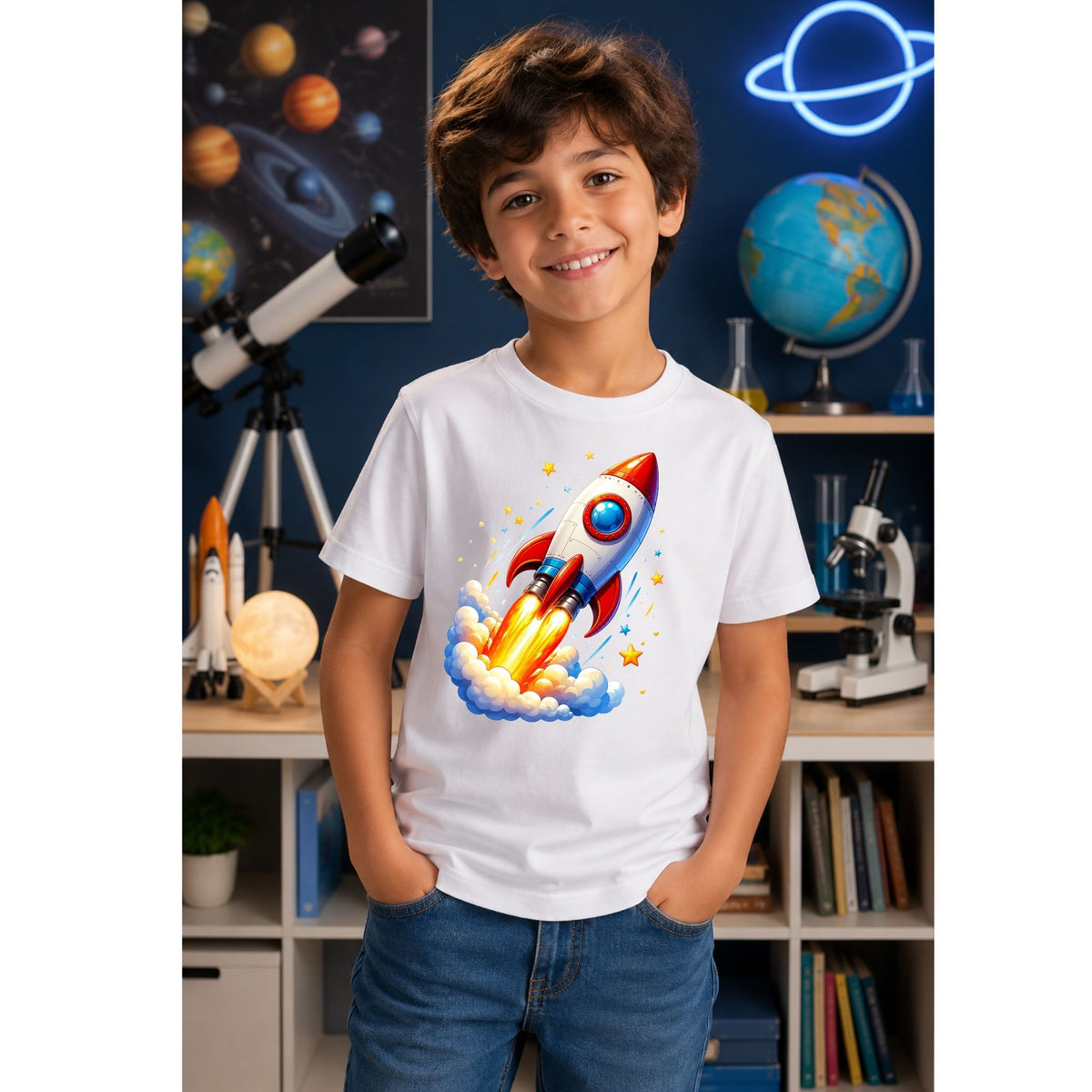 تيشيرت أطفال بتصميم Rocket Blast-Off