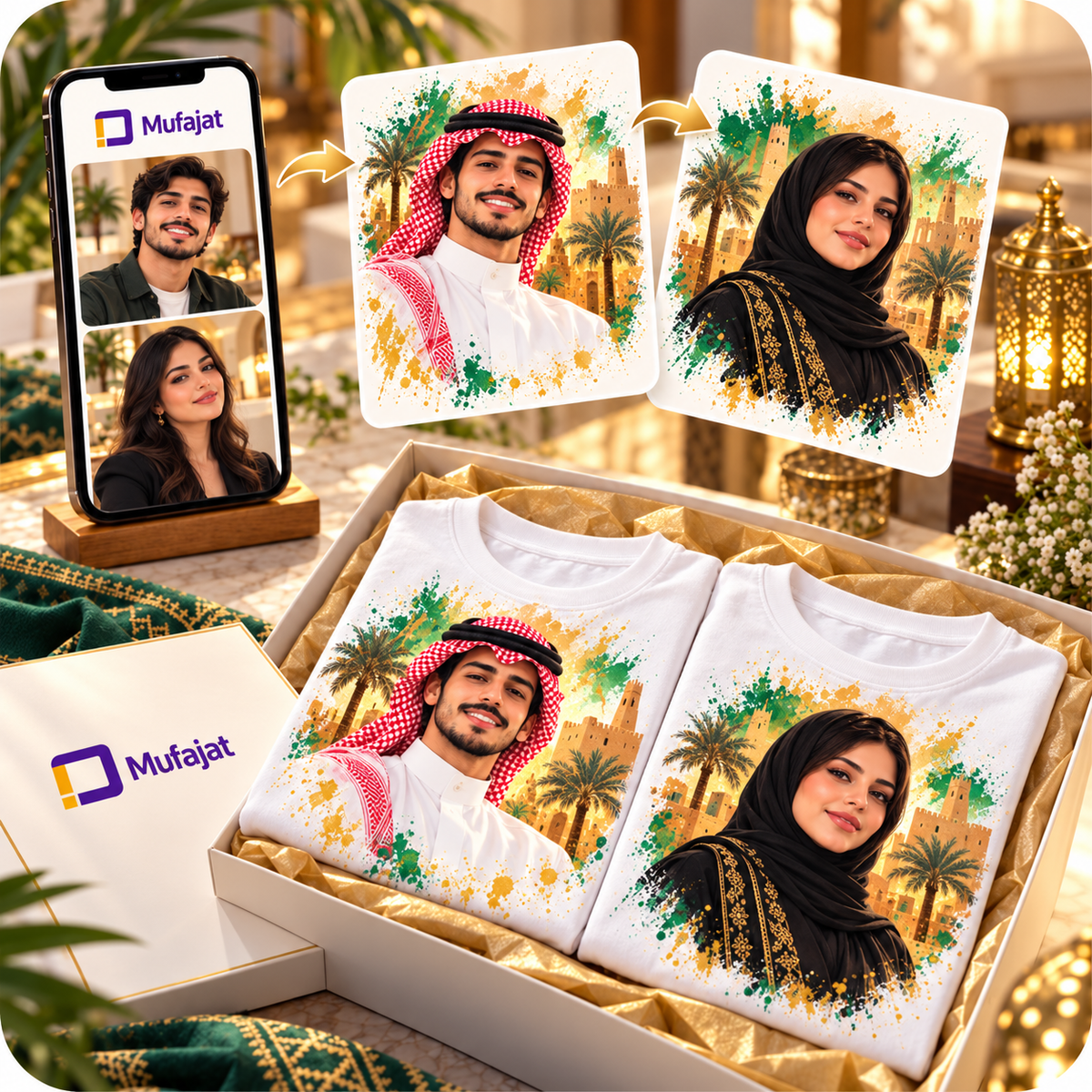 تيشيرت بطل سعودي مخصص | تصميم صورة بالذكاء الاصطناعي