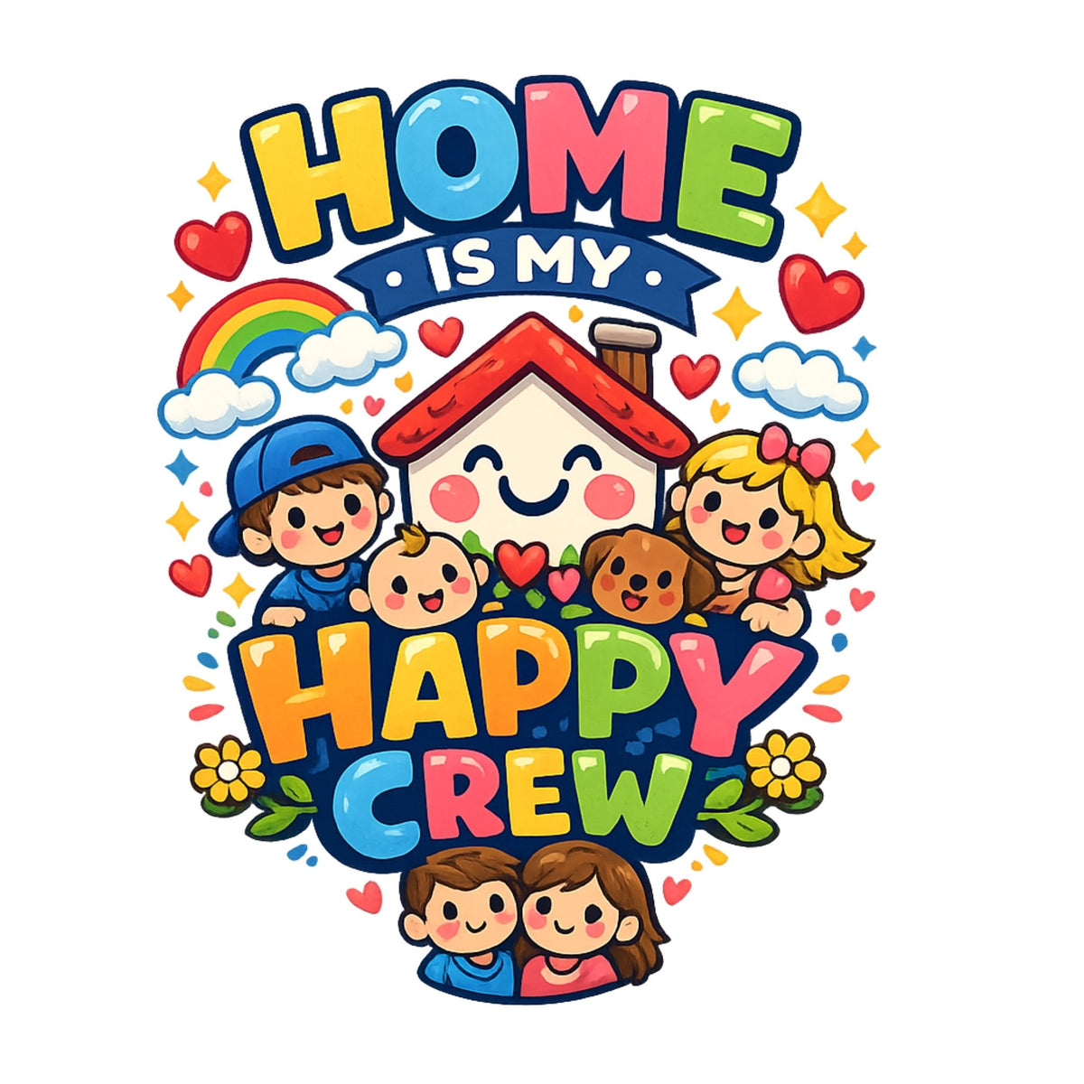 تيشيرت أطفال بتصميم Home Is My Happy Crew
