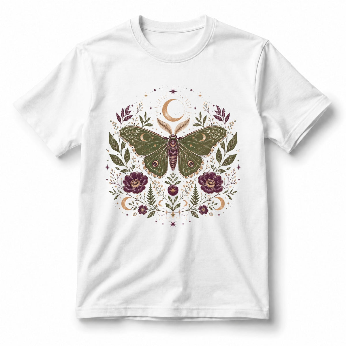 تيشيرت نسائي بتصميم Midnight Moth Garden