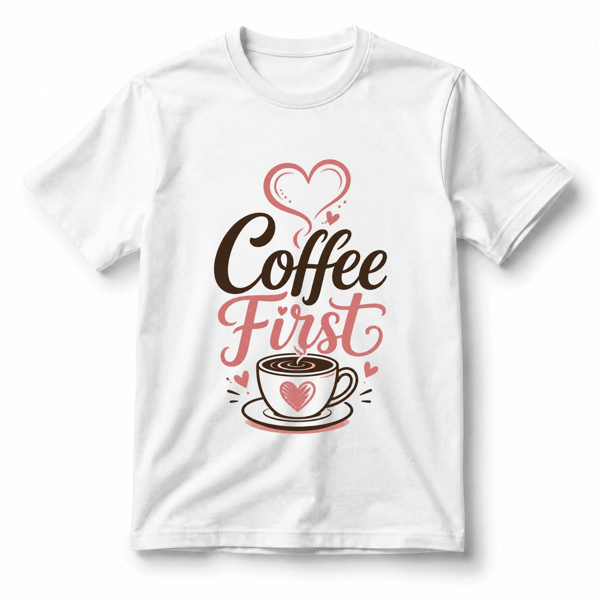 تيشيرت نسائي بتصميم Coffee First (English)