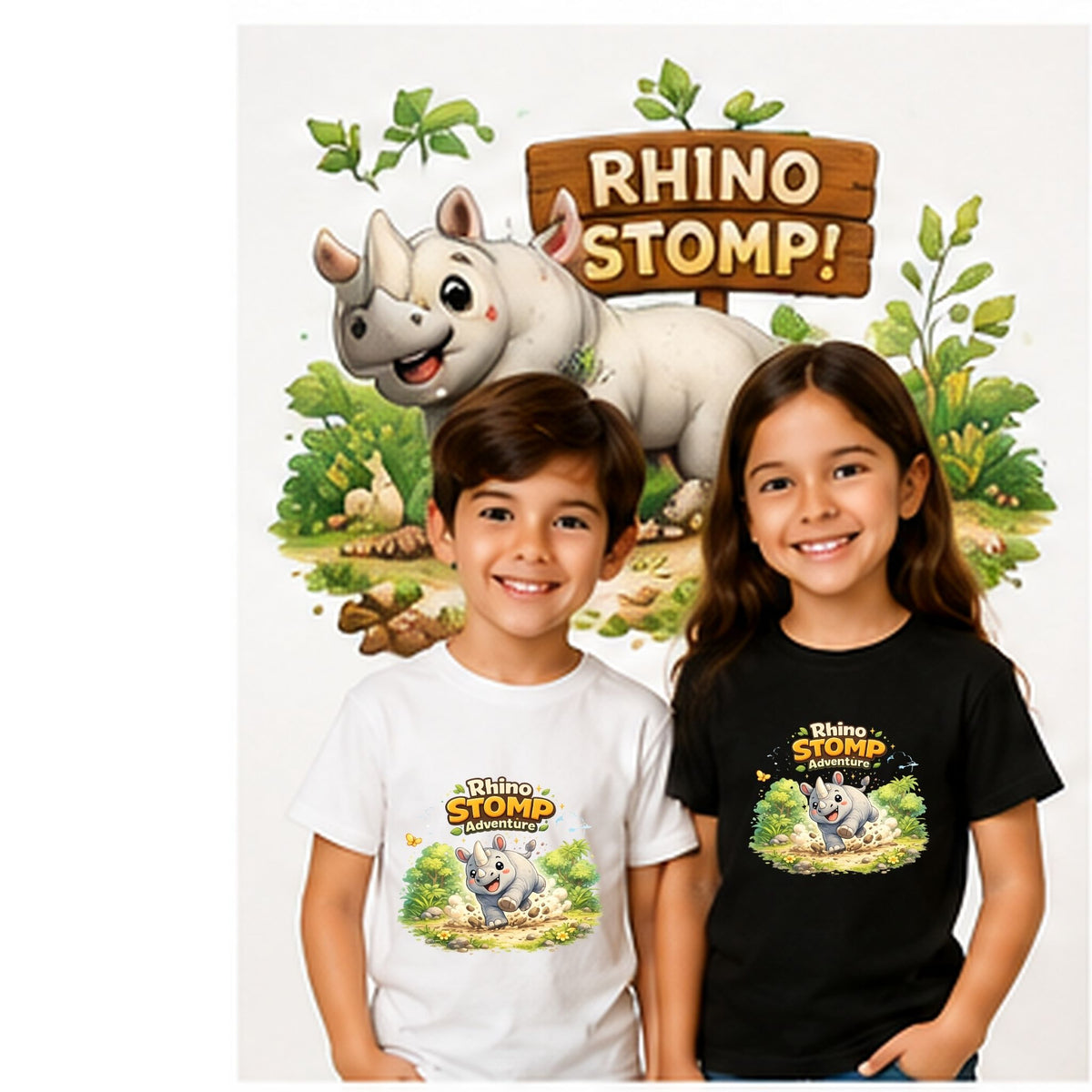 Rhino Stomp Adventure – Kids’ T-Shirt