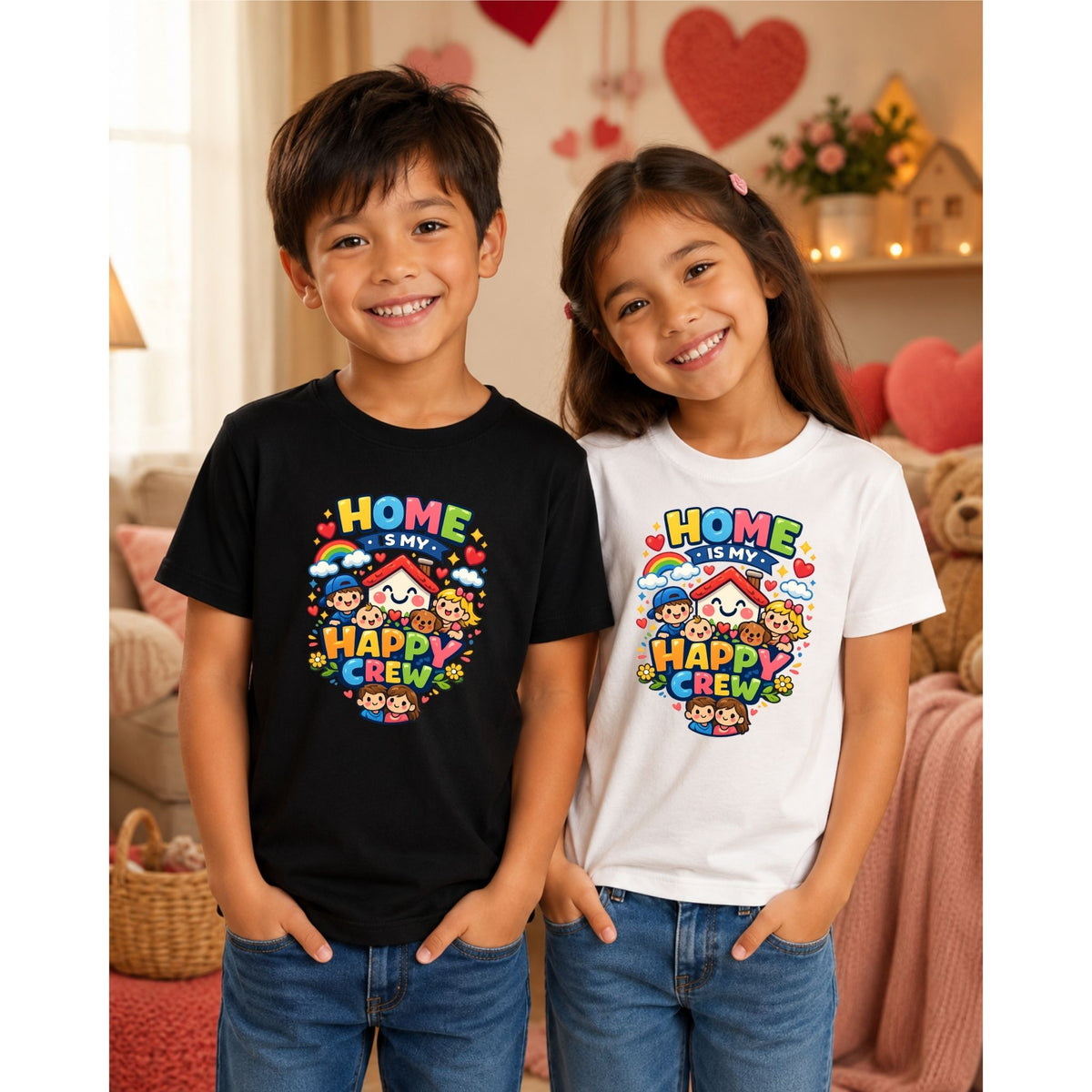 تيشيرت أطفال بتصميم Home Is My Happy Crew