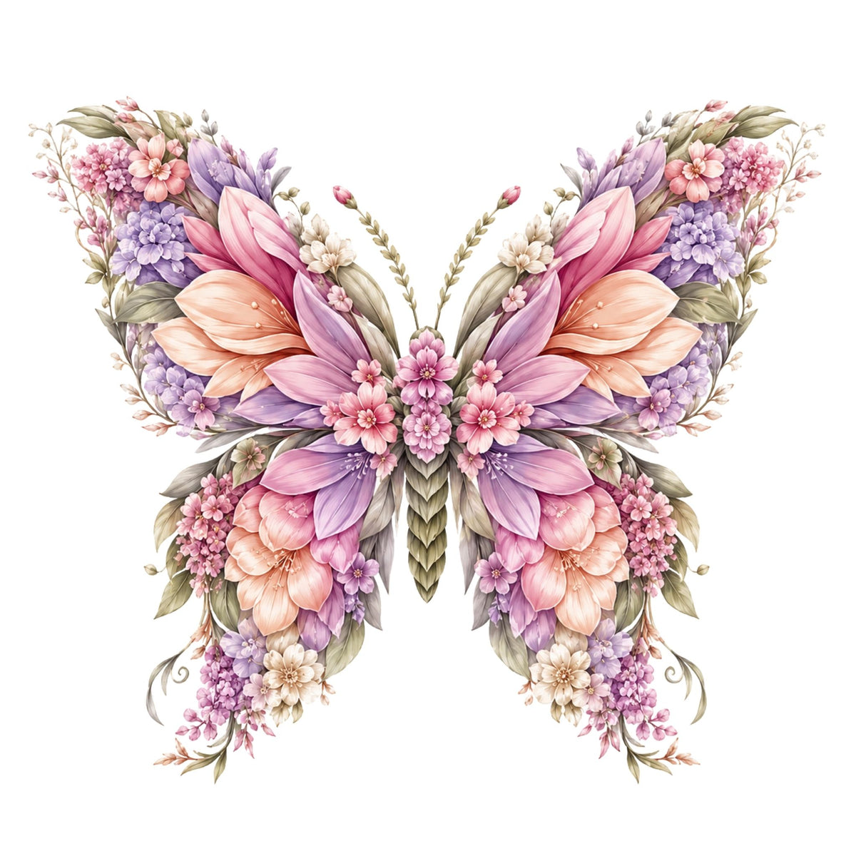 تيشيرت نسائي بتصميم Blooming Butterfly