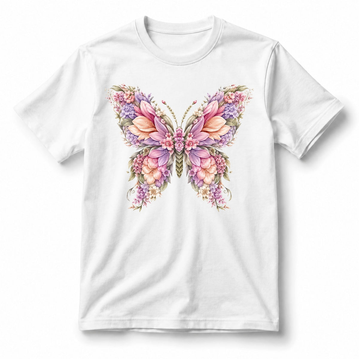 تيشيرت نسائي بتصميم Blooming Butterfly