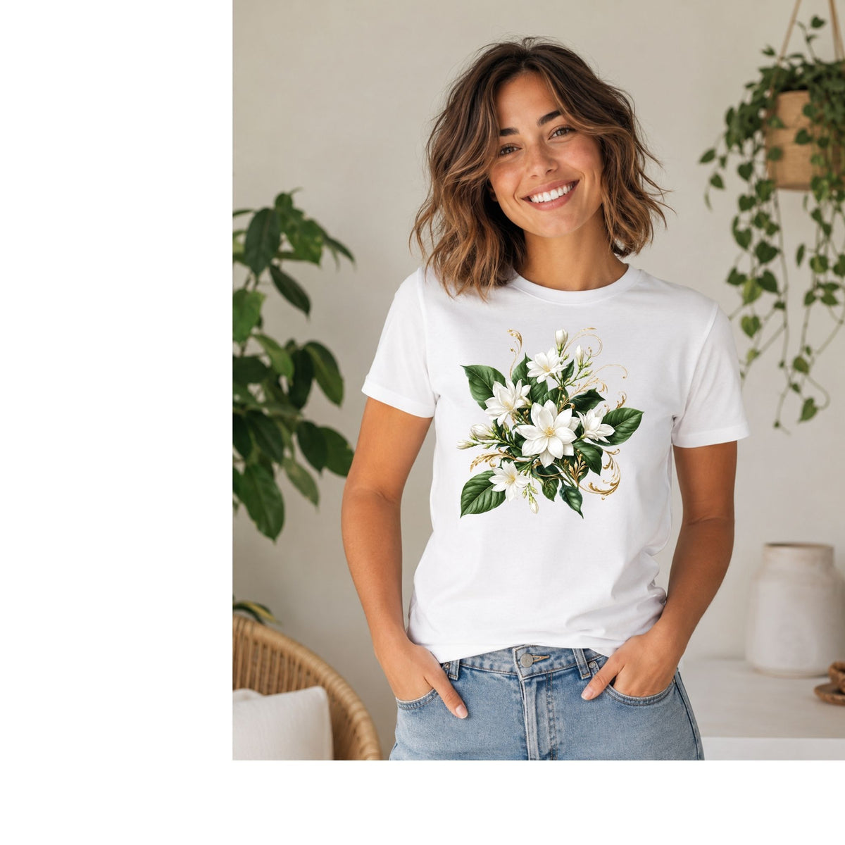 تيشيرت نسائي بتصميم Arabian Jasmine